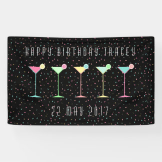 Banderoles Cocktail Black Martini Joyeux Anniversaire Confett