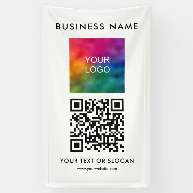 Banderoles Code QR Élégant Logo d'entreprise moderne ici vert (Vertical)