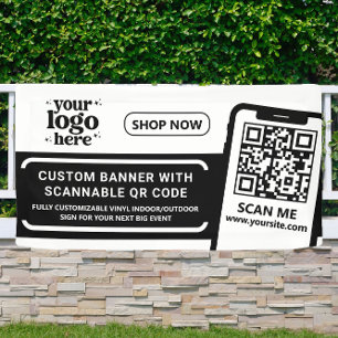 Banderoles Code QR Logo de l'entreprise Noir intérieur Vinyl 