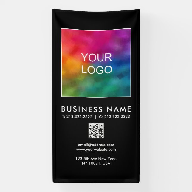 Banderoles Code QR personnalisé Logo de l'entreprise ici (Verticale)