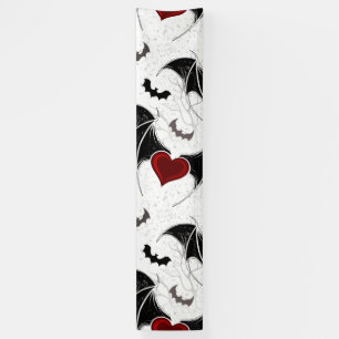 Banderoles Coeur d'Halloween avec ailes de chauve-souris noir
