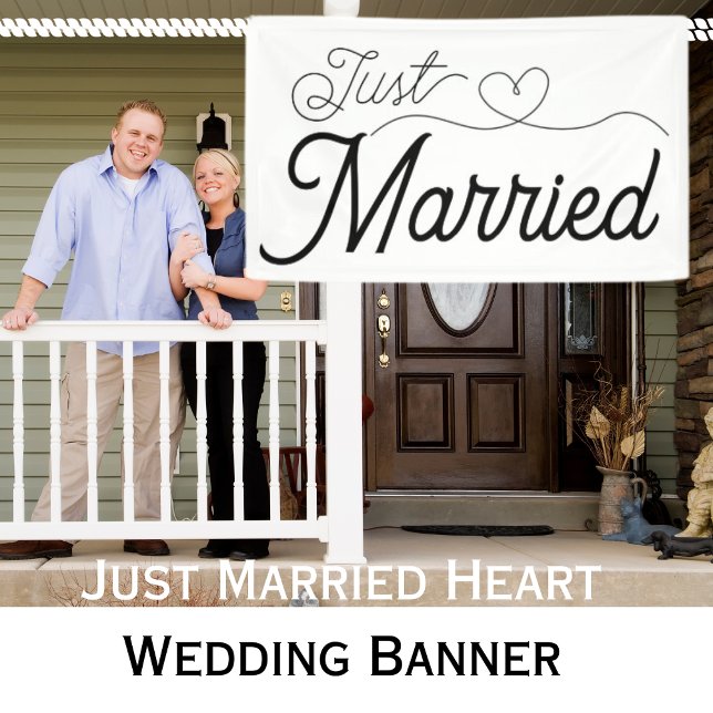 Banderoles Coeur juste marié (Just Married Heart Banner)