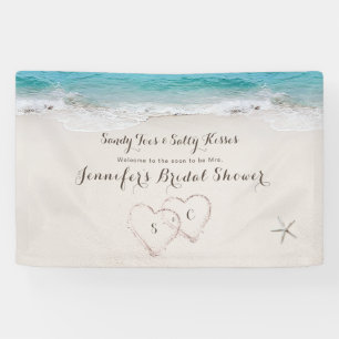 Banderoles Coeurs dans la plage de sable douche nuptiale accu