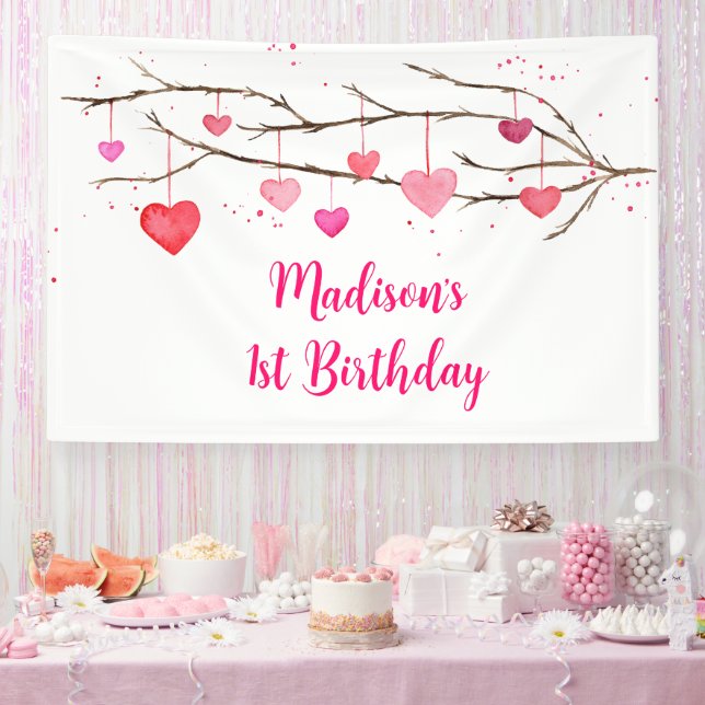 Banderoles Coeurs rouges roses Chérie Anniversaire (Fête)
