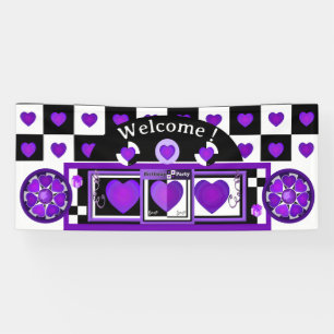Banderoles Coeurs violets B&W battants