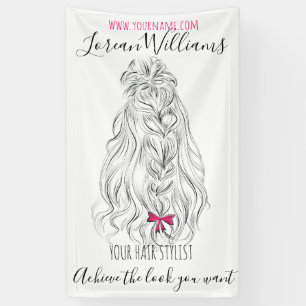 Banderoles Coiffure moderne Noir Blanc Vave Cheveux Rose Bow
