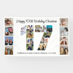 Banderoles Collage de photos numéro 17 pour fête d'anniversai