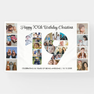 Banderoles Collage de photos numéro 19 pour la fête d'anniver