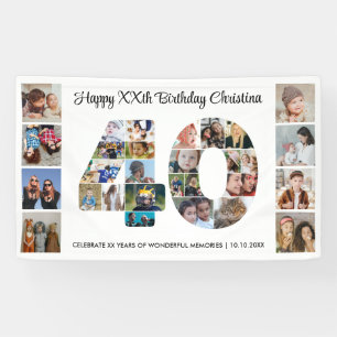 Banderoles Collage de photos numéro 40 pour fête d'anniversai