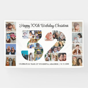 Banderoles Collage de photos pour la 32e fête d'anniversaire 