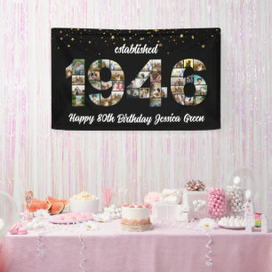 Banderoles Collage de photos pour la fête des 80 ans Établie