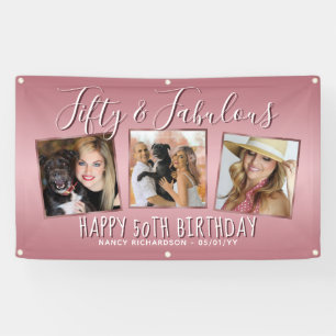 Banderoles Collage de photos rose gold moderne 50e anniversai