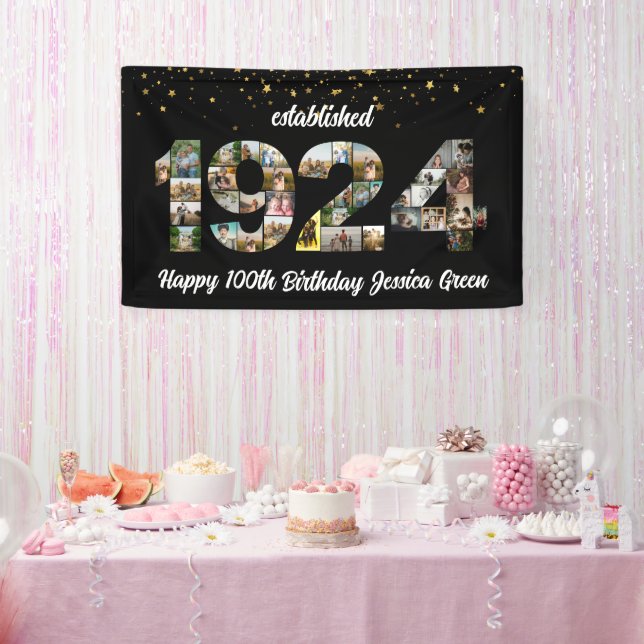Banderoles Collage photo 100e anniversaire Fondé 1924 (Fête)