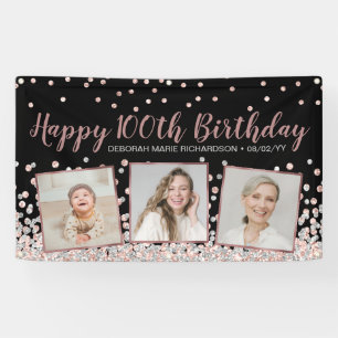 Banderoles Collage Photo Argent Or Rose 100e Anniversaire