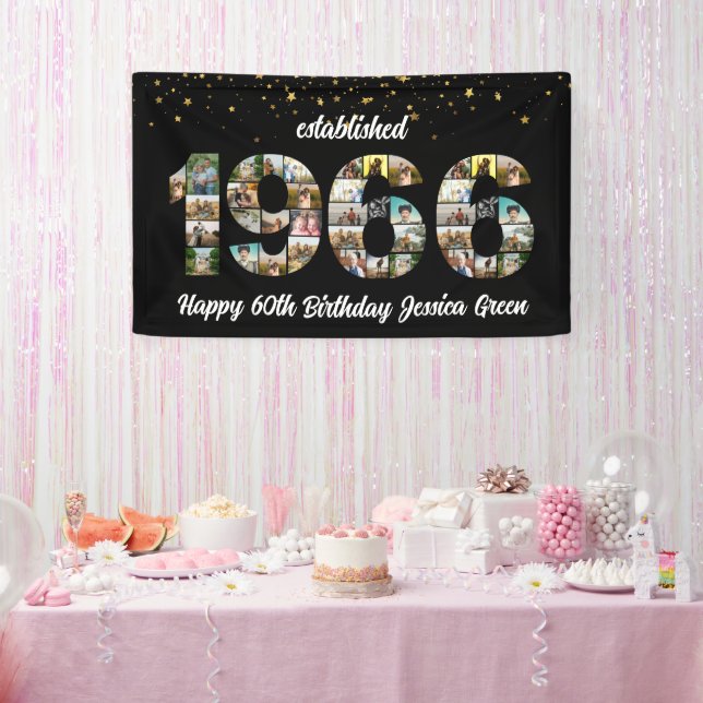 Banderoles Collage photo de 60e anniversaire Fondé 1966 (Fête)