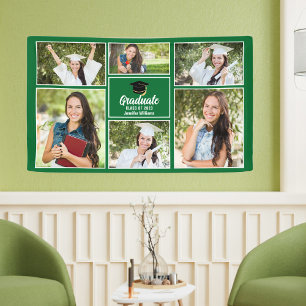 Banderoles Collage photo Green Graduate 2025 Graduation Party