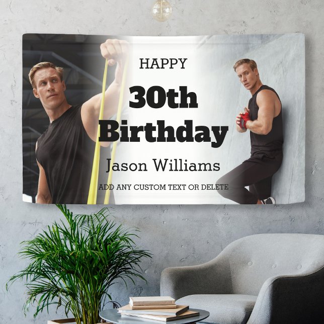 Banderoles Collage photo masculin personnalisé 30e fête d'ann (Personalized Men Photo Collage 30th Birthday Party Banner
)