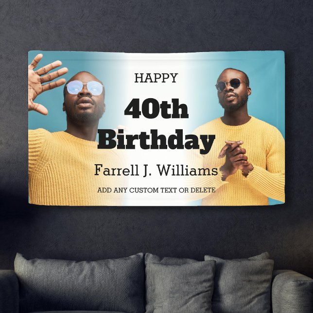 Banderoles Collage photo masculin personnalisé 40e fête d'ann (Personalized Men Photo Collage 40th Birthday Party Banner
)