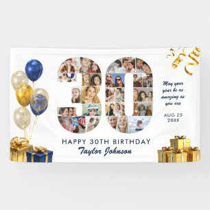 Banderoles Collage photo numéro 30 pour 30e anniversaire blan
