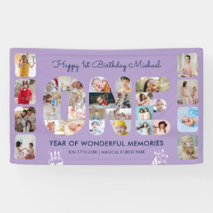 Banderoles Collage photo numéro un violet pour la 1ère fête d