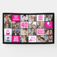 Collage photo personnalisé 40e anniversaire rose n