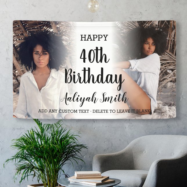 Banderoles Collage photo personnalisé 40e fête d'anniversaire (Personalized Photo Collage 40th Birthday Party Banner
)