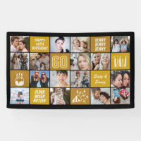 Collage photo personnalisé 60e anniversaire Noir O