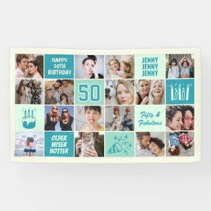 Banderoles Collage photo personnalisé pour 50e anniversaire v