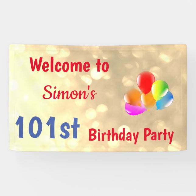 Banderoles Coloré personnalisé 101e anniversaire (Horizontal)