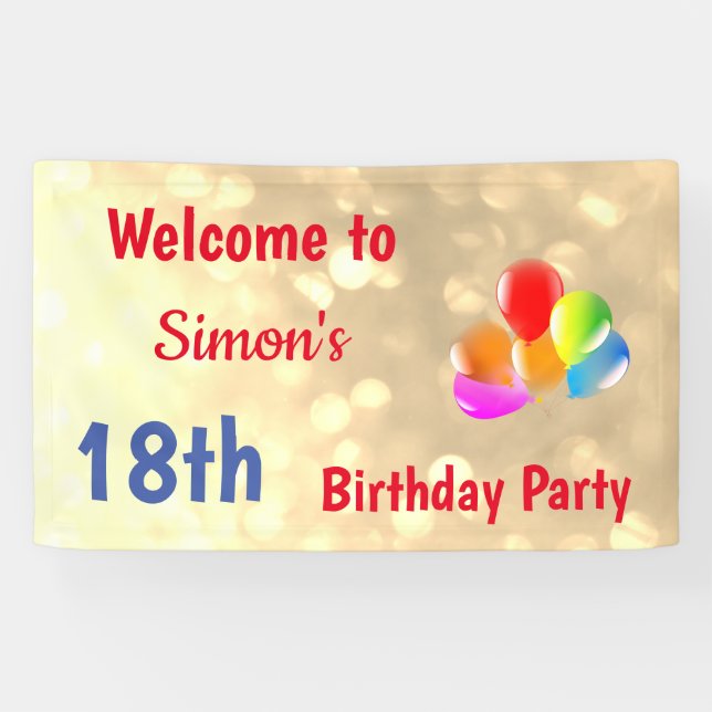 Banderoles Coloré Personnalisé 18e anniversaire (Horizontal)