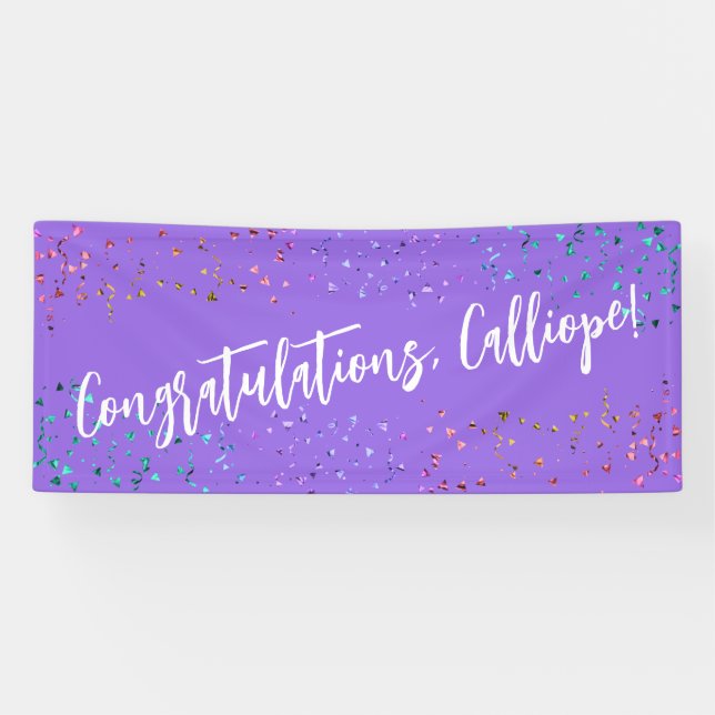 Banderoles Colorful Confetti Handwriting Félicitations (Horizontal)