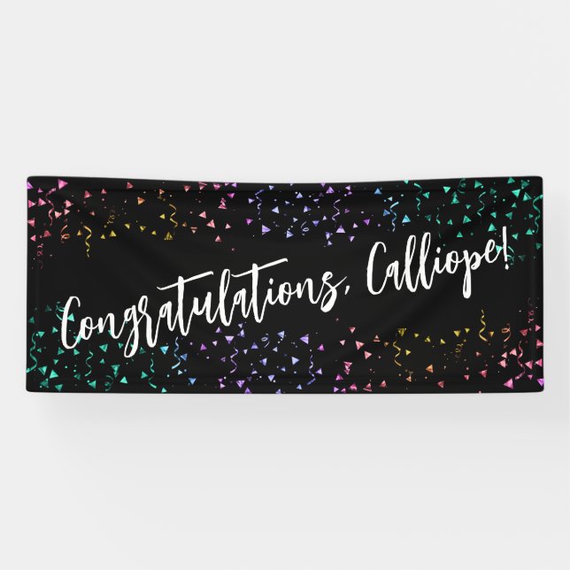 Banderoles Colorful Confetti Handwriting Félicitations (Horizontal)