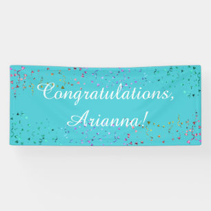 Banderoles Colorful Confetti Script Félicitations Turquoise