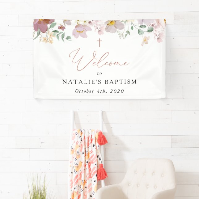 Banderoles Colorful Flowers, Wildflowers, Baptism Welcome (En situation)