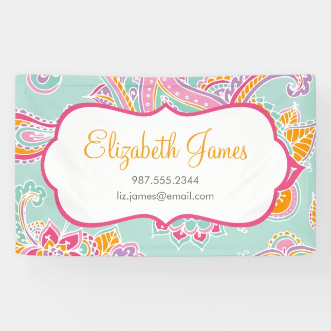 Banderoles Colorful Illustrated Bohemian Paisley Henna (Horizontal)