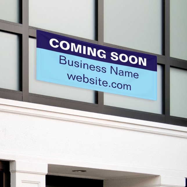 Banderoles Coming Soon Light and Dark Blue White New Business (Bâtiment extérieur)