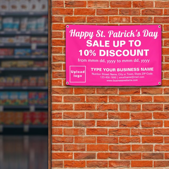 Banderoles Commerce Saint Patrick Vente sur Rectangle rose (Attract more customers. Business Saint Patrick sale on pink rectangle banner.)