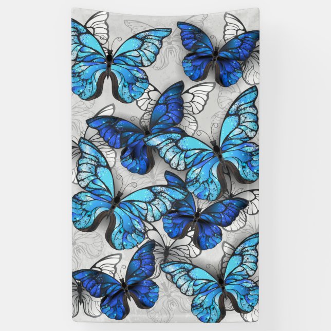 Banderoles Composition des White and Blue Butterflies (Vertical)