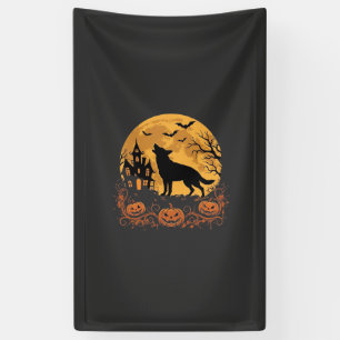Banderoles Conception de lune de Halloween de berger allemand