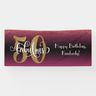 Banderoles Confetti 50 & Fabulous Birthday Pink Black Ombre
