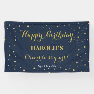 Banderoles Confetti d'or moderne Marine 50e anniversaire Cont