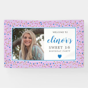Banderoles Confetti en bleu rose doux photo 16 Bienvenue