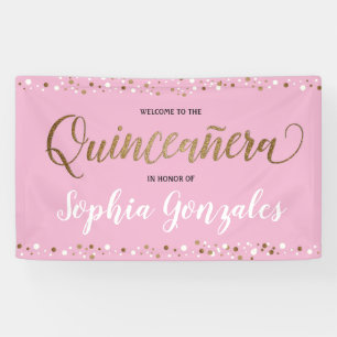 Banderoles Confetti en or rose coutume Quinceanera Anniversai