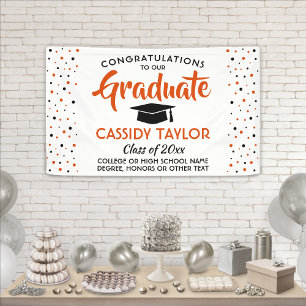 Banderoles Confetti moderne Orange blanc et noir