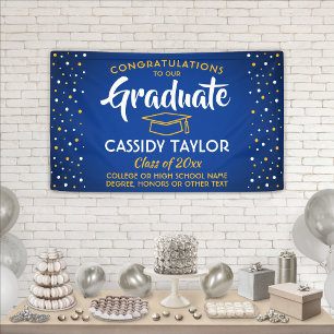 Banderoles Confetti Moderne Royal Bleu Or Jaune