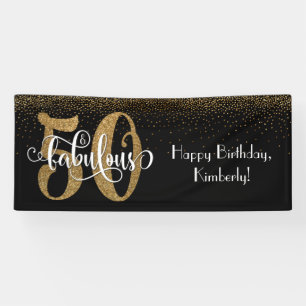 Banderoles Confettis Pailletés Or 50 & Fabuleux Joyeux Annive