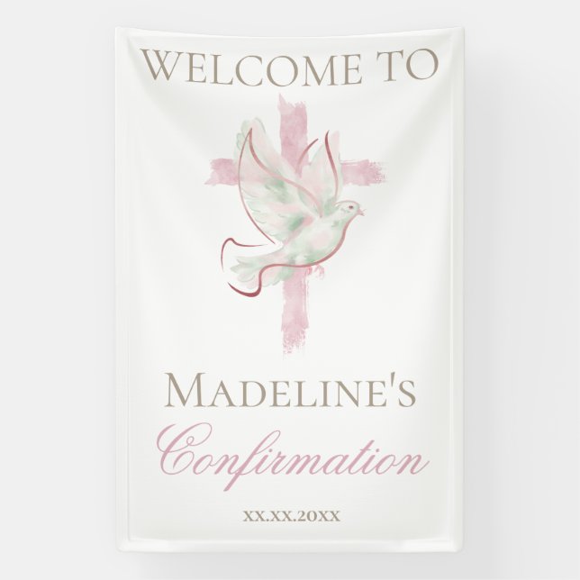 Banderoles Confirmation pink cross (Verticale)