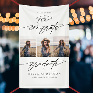 Banderoles Congrats Modernes Diplôme Script 3 Photo