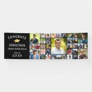 Banderoles CONGRATS Modernes GRAD 35 Photo Collage noir
