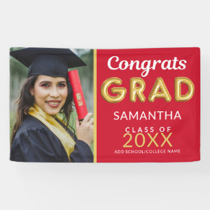 Banderoles Congrats photo moderne Rouge et Or 1 Grad